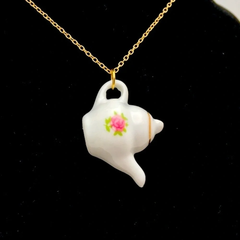 Bridgerton Ceramic Teapot Charm Necklace - Picture 6 of 13